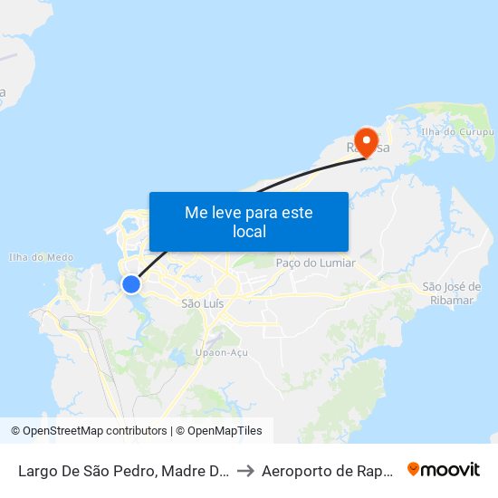Largo De São Pedro, Madre Deus to Aeroporto de Raposa map