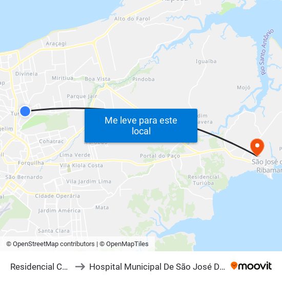 Residencial Colinas to Hospital Municipal De São José De Ribamar map