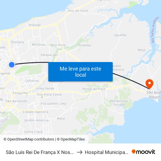 São Luís Rei De França X Nossa Senhora Da Vitória (Sentido Centro) to Hospital Municipal De São José De Ribamar map