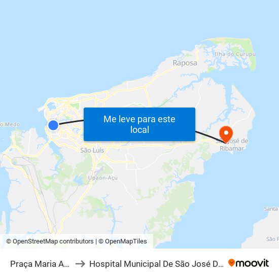 Praça Maria Aragão to Hospital Municipal De São José De Ribamar map