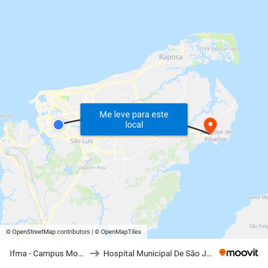 Ifma - Campus Monte Castelo to Hospital Municipal De São José De Ribamar map