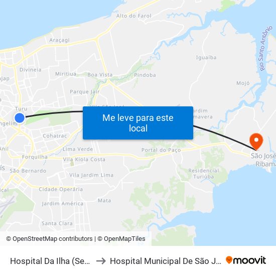 Hospital Da Ilha (Sentido Bairro) to Hospital Municipal De São José De Ribamar map