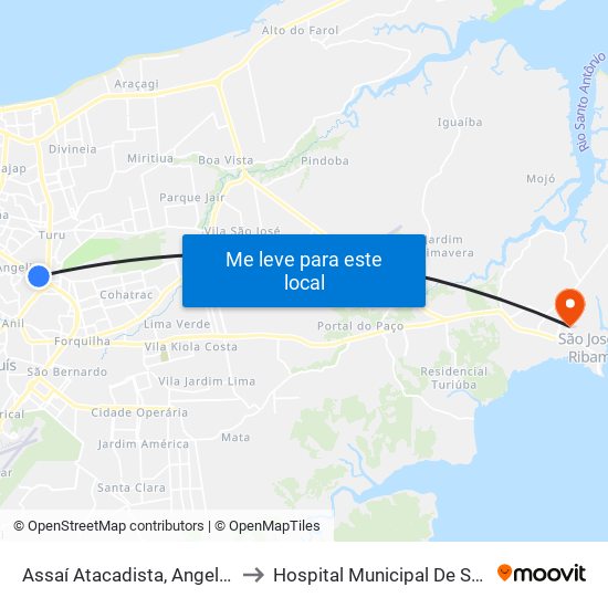 Assaí Atacadista, Angelim (Sentido Centro) to Hospital Municipal De São José De Ribamar map