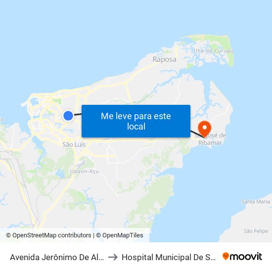 Avenida Jerônimo De Albuquerque, Vinhais to Hospital Municipal De São José De Ribamar map