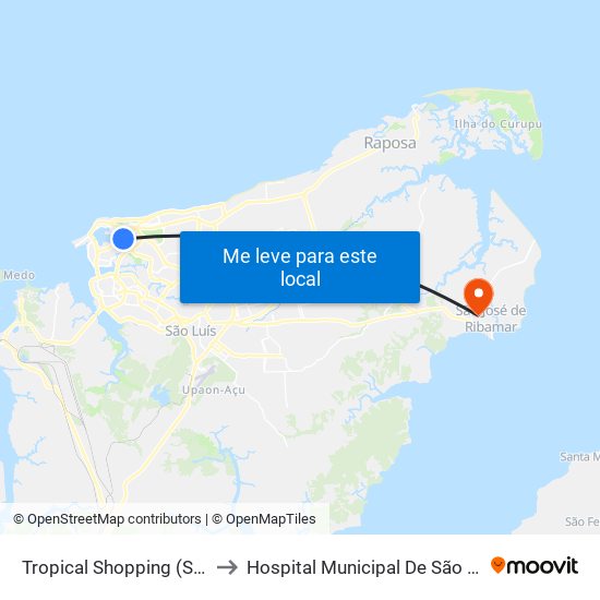 Tropical Shopping (Sentido Bairro) to Hospital Municipal De São José De Ribamar map