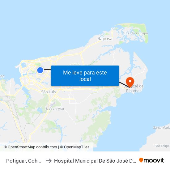 Potiguar, Cohafuma to Hospital Municipal De São José De Ribamar map