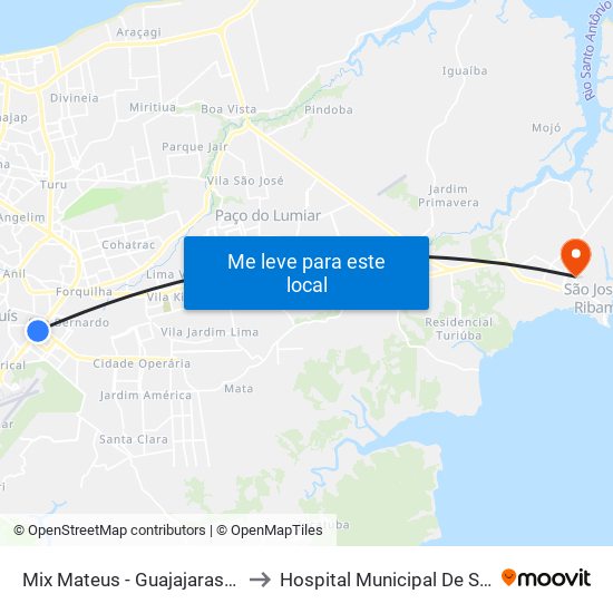 Mix Mateus - Guajajaras (Sentido Aeroporto) to Hospital Municipal De São José De Ribamar map