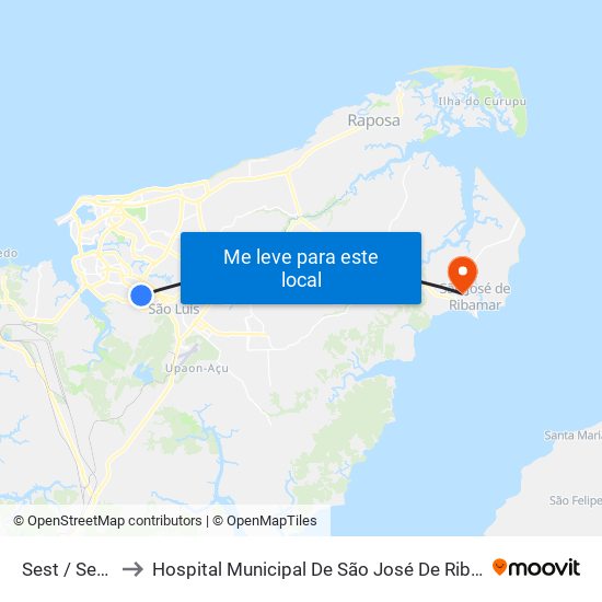 Sest / Senat to Hospital Municipal De São José De Ribamar map