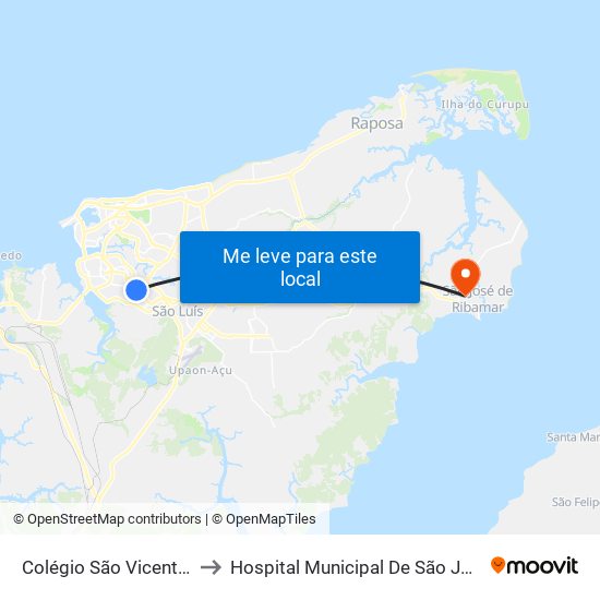 Colégio São Vicente De Paulo to Hospital Municipal De São José De Ribamar map
