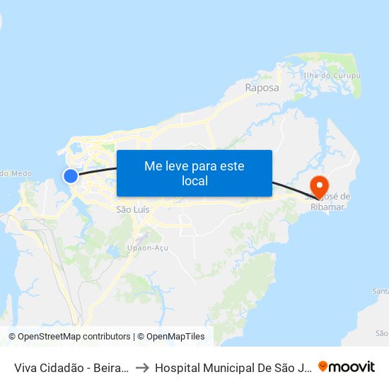 Viva Cidadão - Beira Mar, Centro to Hospital Municipal De São José De Ribamar map