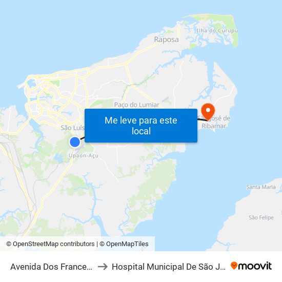 Avenida Dos Franceses, Tirirical to Hospital Municipal De São José De Ribamar map