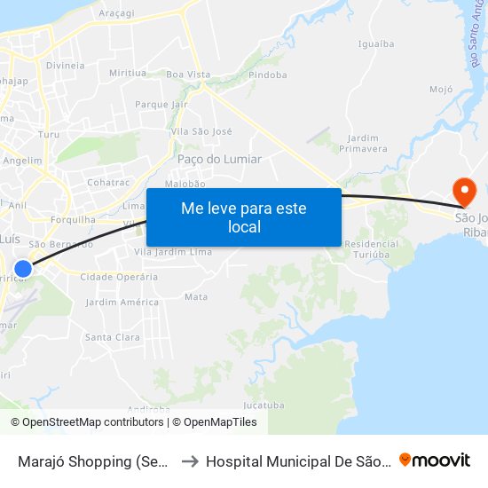 Marajó Shopping (Sentido Forquilha) to Hospital Municipal De São José De Ribamar map