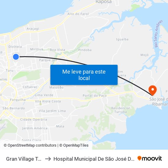 Gran Village Turu VI to Hospital Municipal De São José De Ribamar map