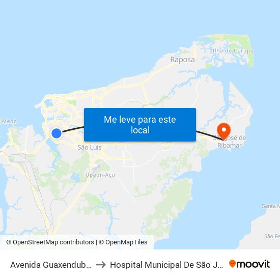 Avenida Guaxenduba, Macaúba to Hospital Municipal De São José De Ribamar map
