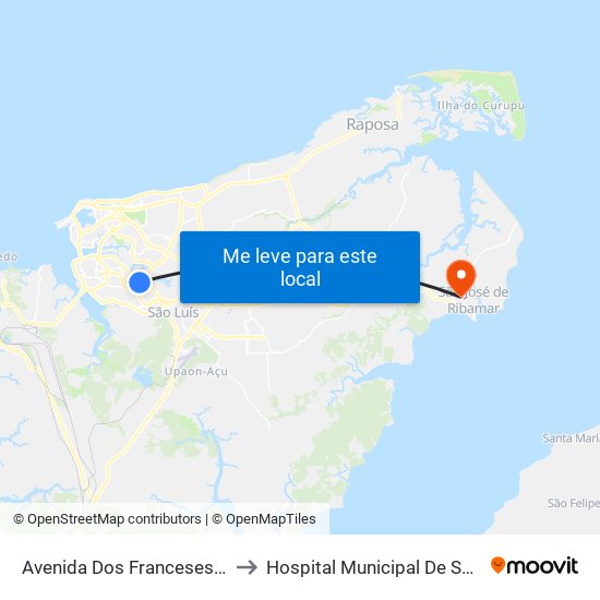 Avenida Dos Franceses, Vila Ivar Saldanha to Hospital Municipal De São José De Ribamar map