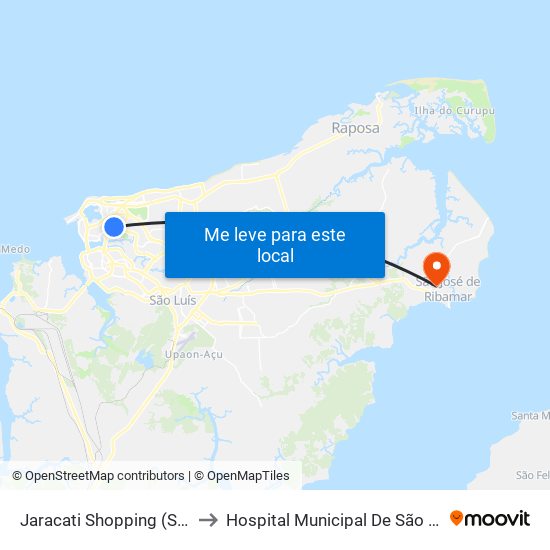 Jaracati Shopping (Sentido Bairro) to Hospital Municipal De São José De Ribamar map