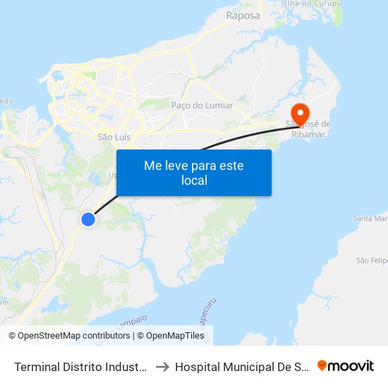 Terminal Distrito Industrial (Sentido Centro) to Hospital Municipal De São José De Ribamar map