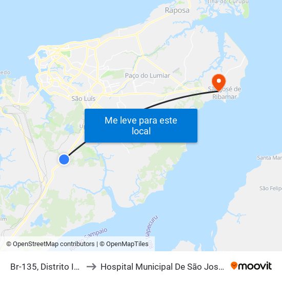 Br-135, Distrito Industrial to Hospital Municipal De São José De Ribamar map