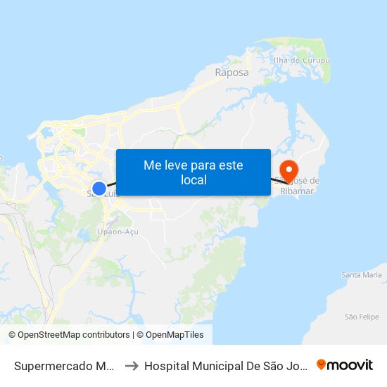 Supermercado Mateus, Anil to Hospital Municipal De São José De Ribamar map