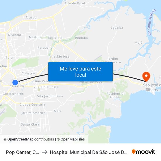 Pop Center, Cohab to Hospital Municipal De São José De Ribamar map