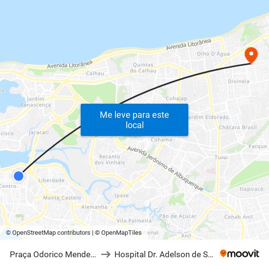 Praça Odorico Mendes | Instituto Florence to Hospital Dr. Adelson de Souza Lopes - Vila Luizão map