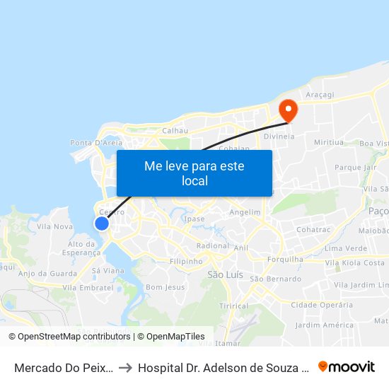 Mercado Do Peixe, Desterro to Hospital Dr. Adelson de Souza Lopes - Vila Luizão map