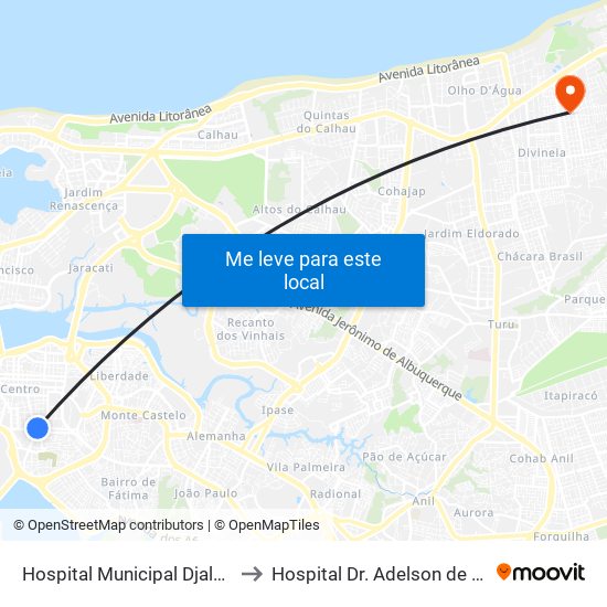 Hospital Municipal Djalma Marques (Socorrão I) to Hospital Dr. Adelson de Souza Lopes - Vila Luizão map