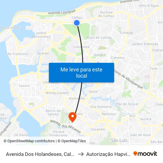 Avenida Dos Holandeses, Calhau to Autorização Hapvida map