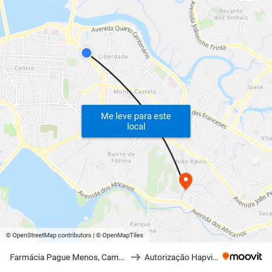 Farmácia Pague Menos, Camboa to Autorização Hapvida map