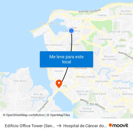 Edifício Office Tower (Sentido Centro) to Hospital de Câncer do Maranhão map