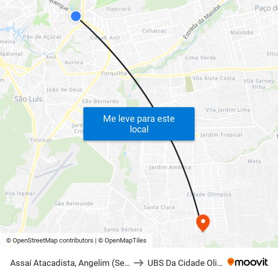 Assaí Atacadista, Angelim (Sentido Bairro) to UBS Da Cidade Olimpica III map