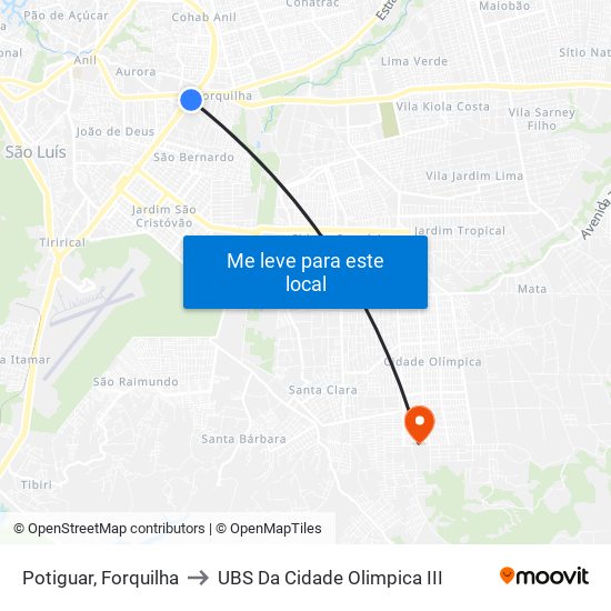 Potiguar, Forquilha to UBS Da Cidade Olimpica III map