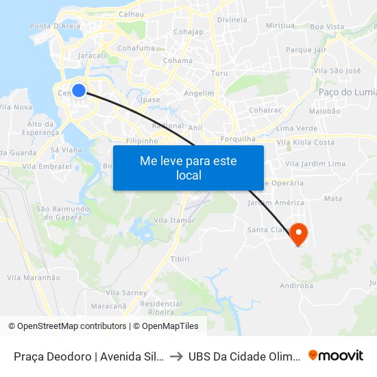 Praça Deodoro | Avenida Silva Maia to UBS Da Cidade Olimpica III map