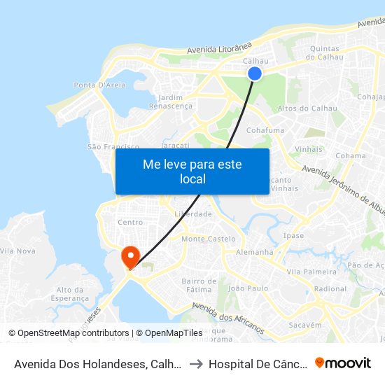 Avenida Dos Holandeses, Calhau to Hospital De Câncer map