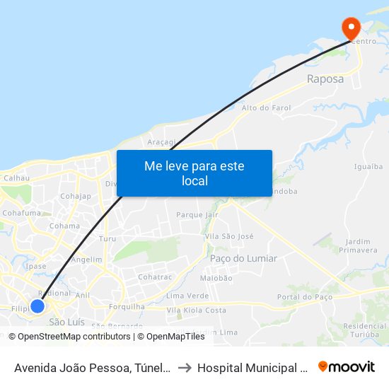 Avenida João Pessoa, Túnel Do Sacavém to Hospital Municipal da Raposa map