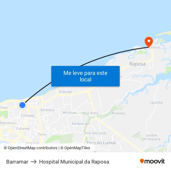 Barramar to Hospital Municipal da Raposa map