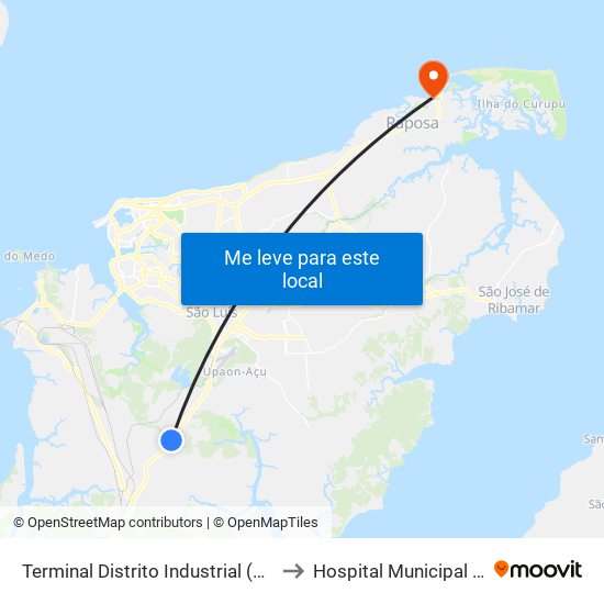 Terminal Distrito Industrial (Sentido Centro) to Hospital Municipal da Raposa map