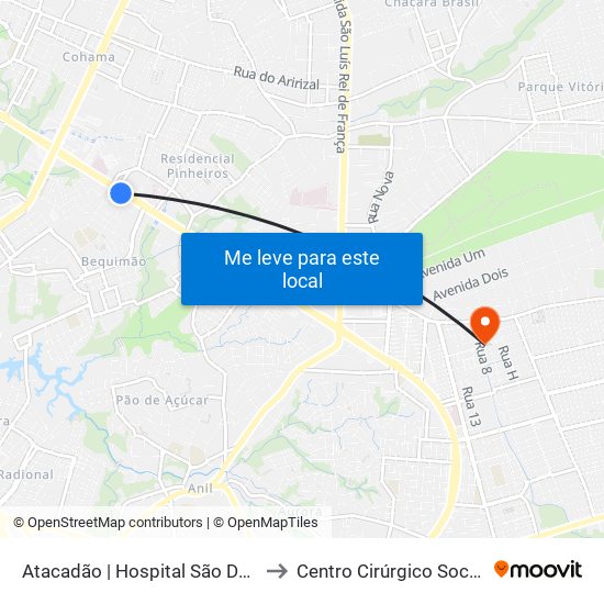Atacadão | Hospital São Domingos to Centro Cirúrgico Socorrão 1 map