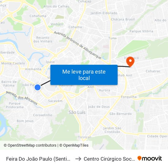 Feira Do João Paulo (Sentido Bairro) to Centro Cirúrgico Socorrão 1 map