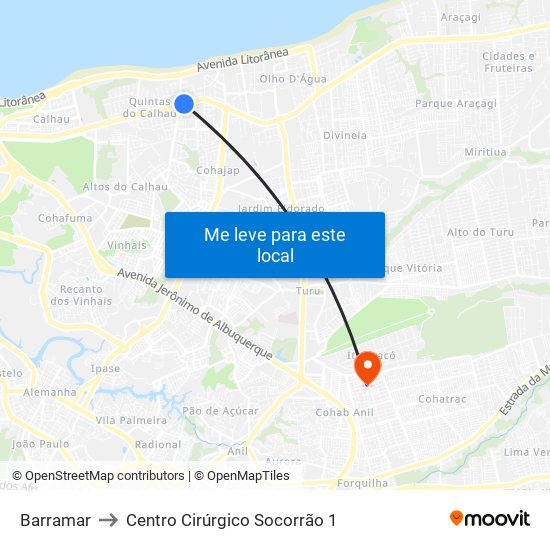 Barramar to Centro Cirúrgico Socorrão 1 map