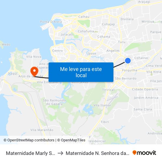 Maternidade Marly Sarney to Maternidade N. Senhora da Penha map