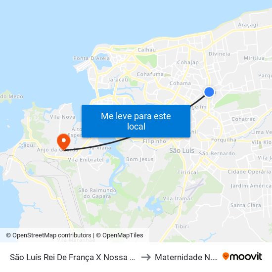 São Luís Rei De França X Nossa Senhora Da Vitória (Sentido Centro) to Maternidade N. Senhora da Penha map