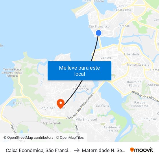 Caixa Econômica, São Francisco (Sentido Bairro) to Maternidade N. Senhora da Penha map