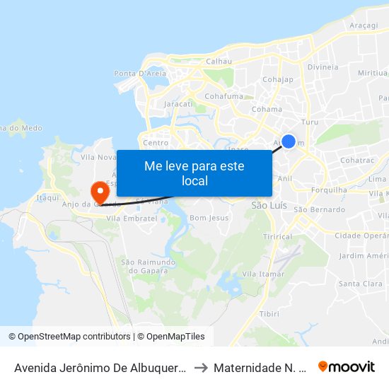 Avenida Jerônimo De Albuquerque, Angelim (Sentido Bairro) to Maternidade N. Senhora da Penha map