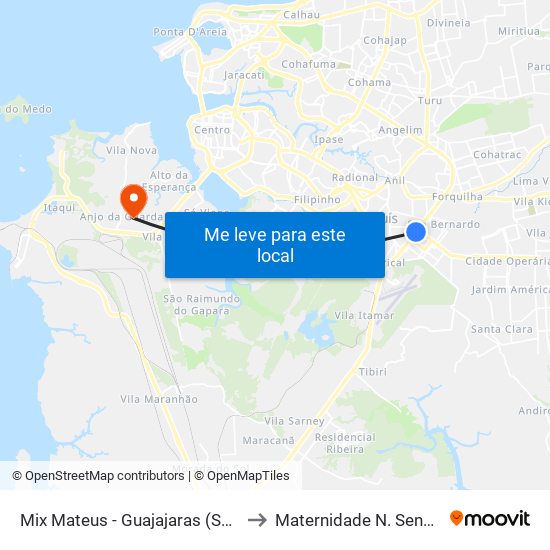 Mix Mateus - Guajajaras (Sentido Aeroporto) to Maternidade N. Senhora da Penha map