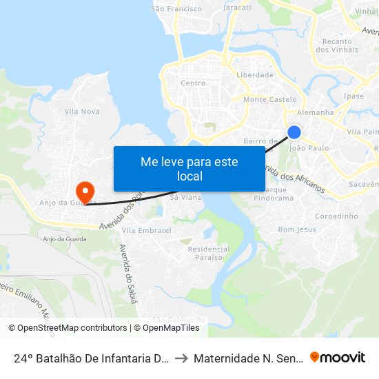 24º Batalhão De Infantaria De Selva, João Paulo to Maternidade N. Senhora da Penha map