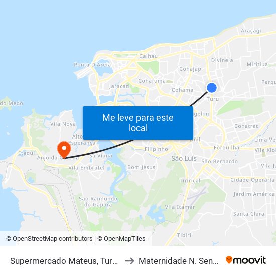 Supermercado Mateus, Turu (Sentido Centro) to Maternidade N. Senhora da Penha map