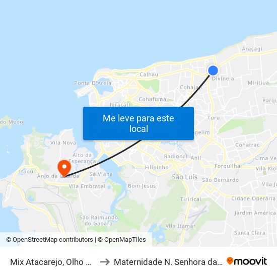 Mix Atacarejo, Olho D'Água to Maternidade N. Senhora da Penha map