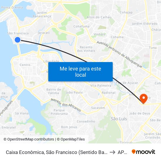 Caixa Econômica, São Francisco (Sentido Bairro) to APAE map