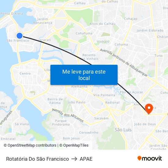 Rotatória Do São Francisco to APAE map